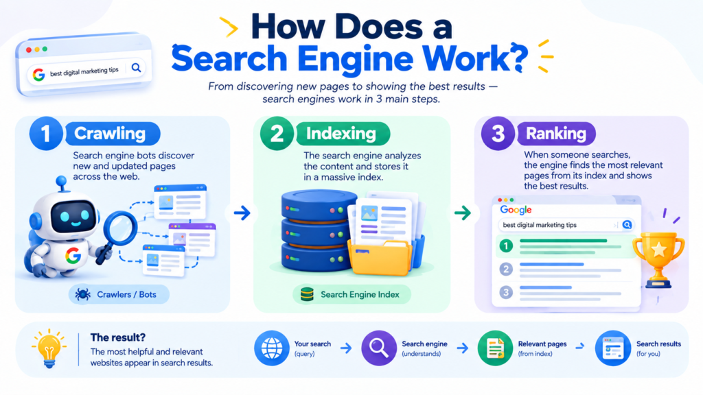 how does search engine works infographics