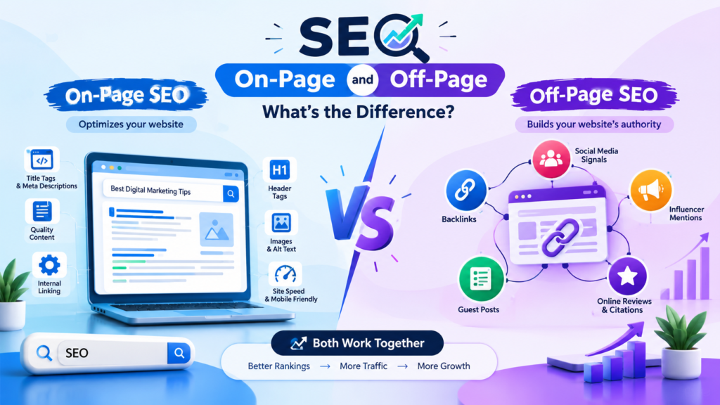 Difference between On page and off page SEO